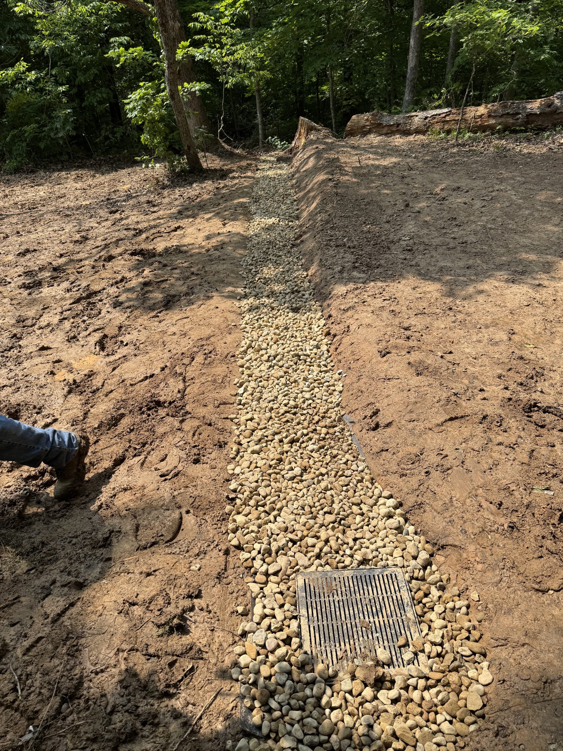 French drain gravel channel
