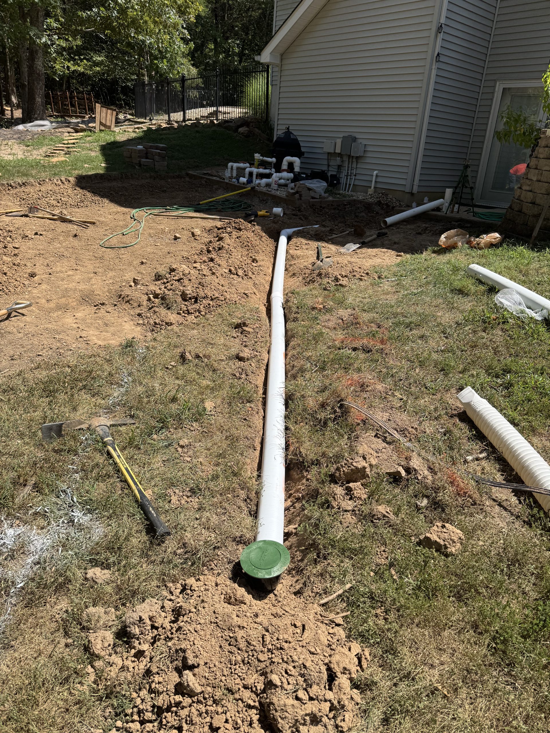 Gutter popup drain extension patio St. Charles MO